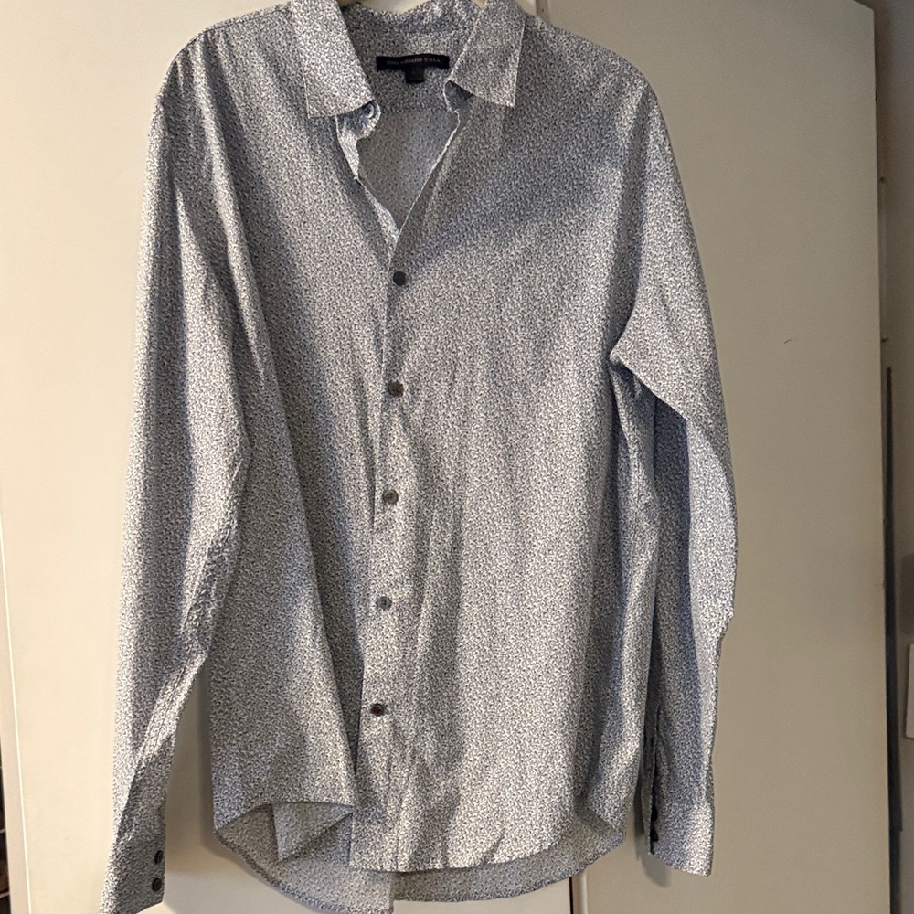 Men's John Varvatos White & Blue Patterned Shirt